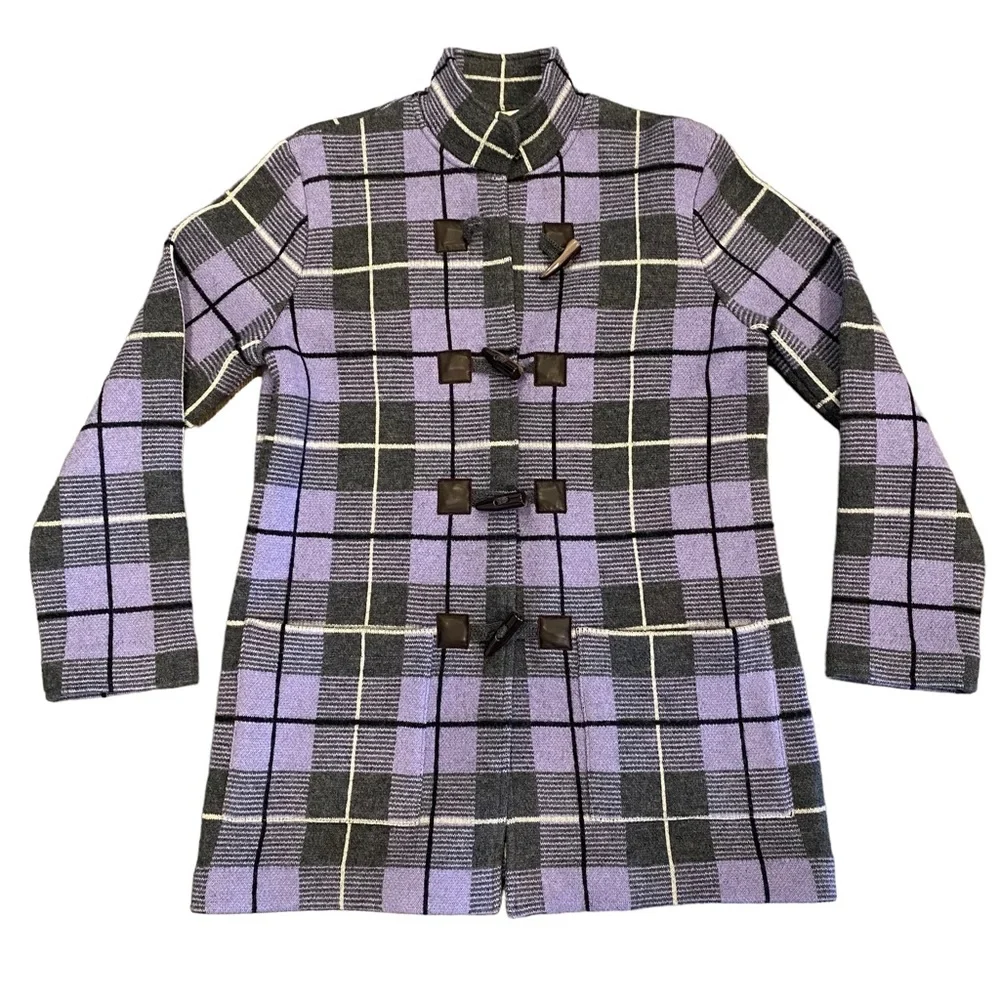 Doncaster Lavender/Grey Wool Plaid Knit Jacket Medium